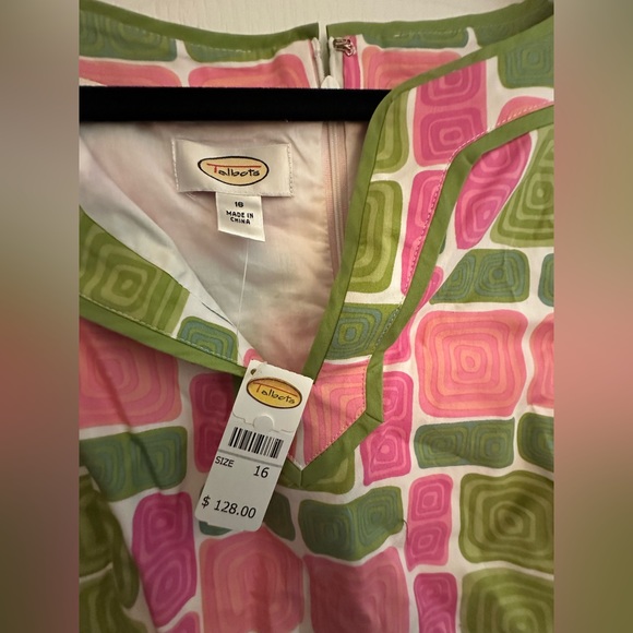 Talbots Colorful Geometric Sleeveless Shift Dress Size 16 NWT - Picture 3 of 3